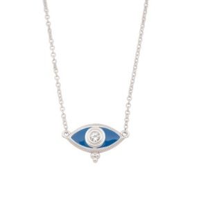 Judith Ripka blue evil eye necklace